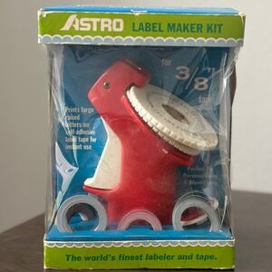 Vintage 1970's Astro Label Maker Kit Red  3/8 Tape Embosser Retro Office School